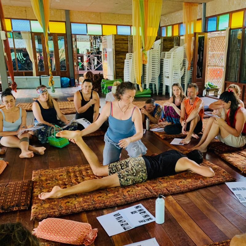 Katrin teaching Thai Massage in Thailand